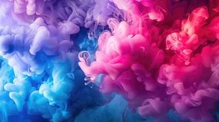 Fototapeta premium Abstract swirling clouds of vibrant pink, blue, and purple hues blend and intermingle, creating a mesmerizing and ethereal effect