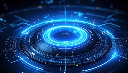 Futuristic Digital Interface with Blue Glowing Circles