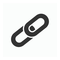 Vector art of a bold black chain link symbol isolated on a clean white background, representing connection and the internet