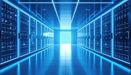 Futuristic Data Center with Neon Lighting