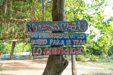 letras y frases pintadas en madera