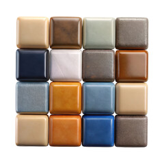 Assorted color palette of square tiles background for interior design and home decor inspiration ideas