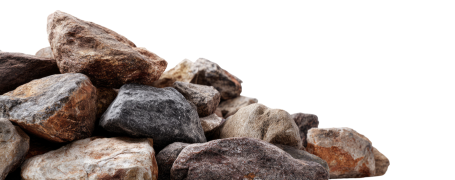 Pile of various sized rocks, different shades of brown and gray