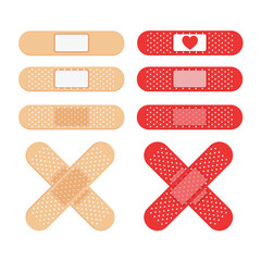 Medical Bandage and Plaster Strip Set. Vector Aid Patch Illustration