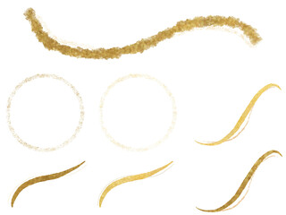 金色の曲線と円のあしらいセット