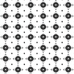 Fototapeta premium Repetitive Pattern with Floral Elements in Rhombus Shape on White Background