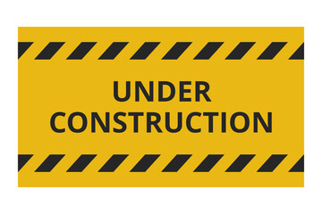 Yellow and black under construction banner tape or sign vector