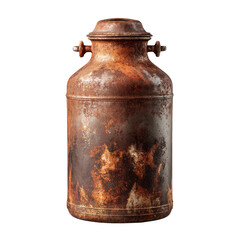 Rusty metal milk can, aged and weathered
