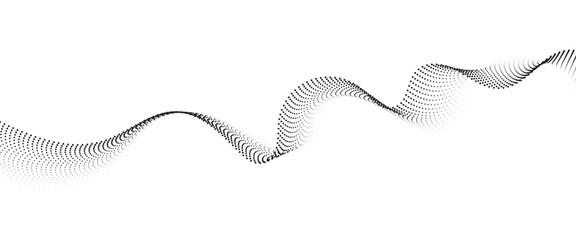 Flowing Dot Wave halftone gradient pattern on transparent background	
