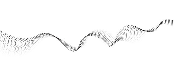 Flowing Dot Wave halftone gradient pattern on transparent background	
