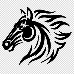 Horse head laser cut . Animal silhouette cnc . Stencil for cutting, engraving, paper art, card, invitation. Minimal icon logo.. Symbol of Chinese new year 2026. mustang Vector illustration