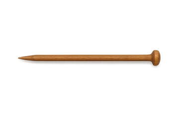 Obraz premium Wooden knitting needle lying flat, highlighting craftsmanship and textile arts against transparent background, perfect for creative handmade projects