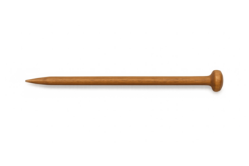 Wooden knitting needle lying flat, highlighting craftsmanship and textile arts against transparent background, perfect for creative handmade projects