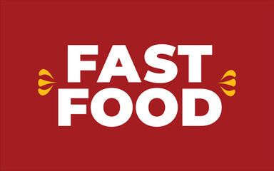 Fast Food Bold Typography on Red Background – Editable Vector Text for Junk Food Design