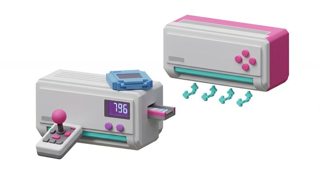 Retro futuristic compact devices illustration - Powered by Adobe