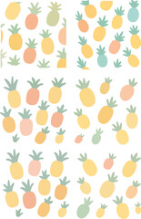 Cute colorful pineapple pattern on a white background.