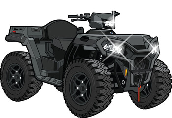 All-Terrain Vehicle (ATV) Vector Illustration – Off-Road 4x4 Quad Bike