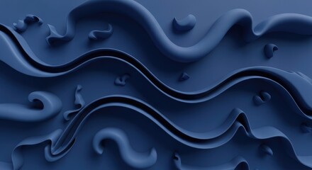Abstract Blue Wavy Lines Elegant Pattern Texture Modern Background