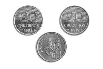 Brazilian Cruises Coins 1983 and 1985 denominations, front and verse