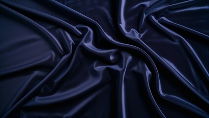 Obraz premium Rich navy blue satin fabric displayed in soft, elegant folds.