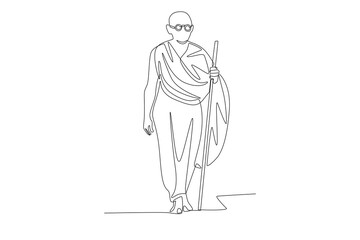 Mahatma Gandhi concept one-line drawing