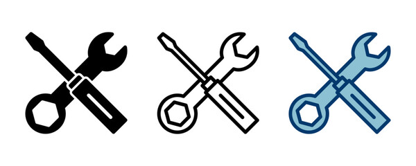 Repair icon vector isolated on white background. Wrench and screwdriver icon. settings vector icon. Maintenance. tools