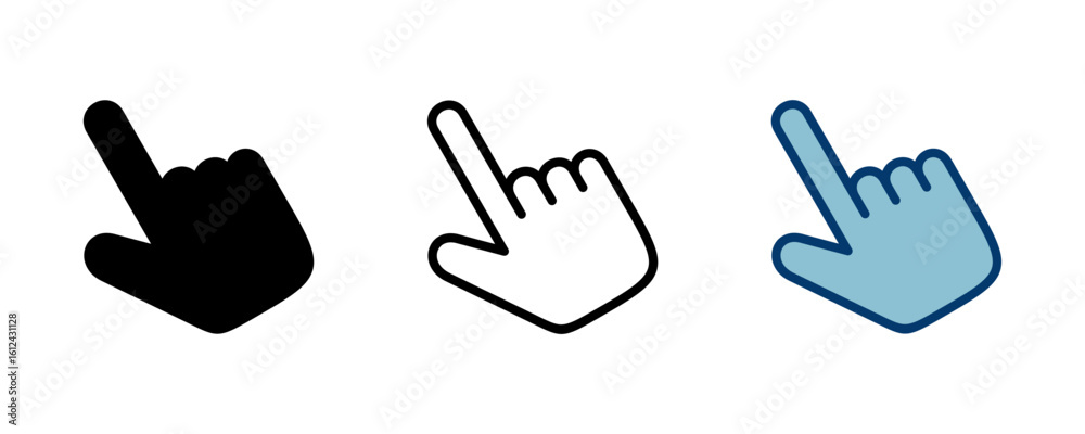 Poster hand cursor icon vector isolated on white background. hand click icon. finger pointer vector