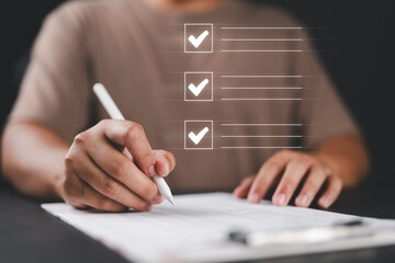 Businessman checking contract documents Manage documents and agreements Contract signing and...