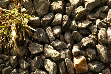 Black rocks with some grass