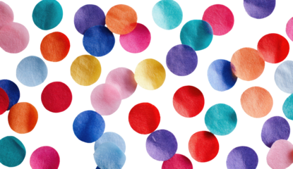 Colorful circular confetti scattered on black