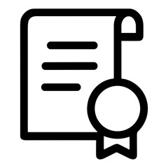 Simple Outline Style Certificate Document Paper with Seal Icon Illustration