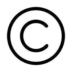 Simple Outline Rounded Copyright Sign Shape Icon Symbol Illustration
