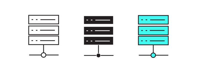 Server Rack Icons: Network, Database & Web Hosting Symbol Set