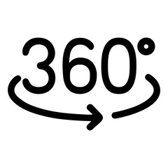 Obraz premium Simple Lineart 360 Degree Rotation Arrow Direction Movement Icon Symbol