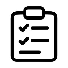 Simple Outline Checklist Document with Tick Marks and Horizontal Lines Icon