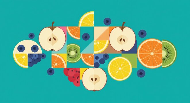 Colorful Fruit Collage