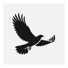 Vector art of a black silhouette of an eagle soaring with its wings spread wide against a plain background