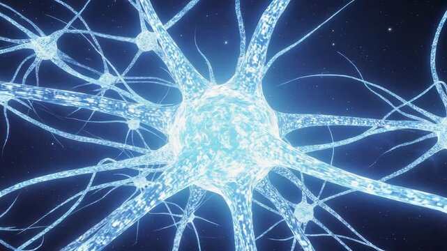 Glowing neural connections zooming in