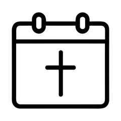 Minimalist Outline Appointment Calendar with Cross Icon Sign Symbol