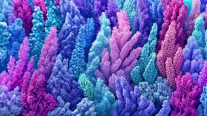 Vibrant digital illustration a surreal coral reef pastel colors, showcasing a variety unique coral formations. - Powered by Adobe