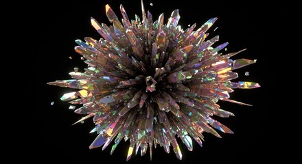 Exploding iridescent crystal sphere