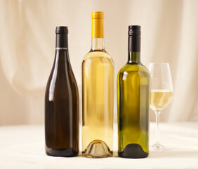 Assorted white wine bottles 