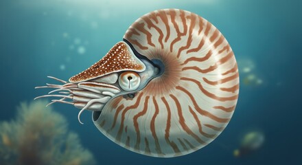 Nautilus shell underwater (2)