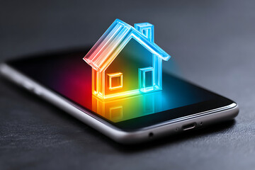 Clear Representation of a House Model Displayed on a Smartphone Screen Showcasing Modern Technology and Innovation