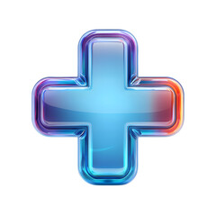 Obraz premium Modern 3D plus sign with a vibrant, glassy aesthetic perfect for healthcare or tech brands