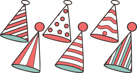 Fototapeta premium Collection of festive party hats with diverse designs celebration and fun elements for birthday parties and special events