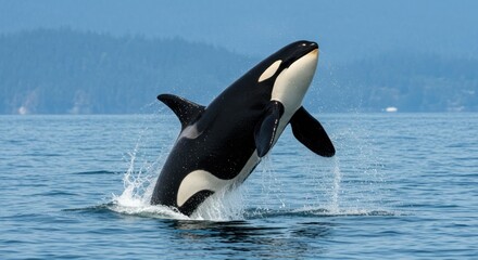 Obraz premium Orca leaping in ocean (1)