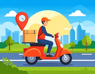 Delivery person on scooter