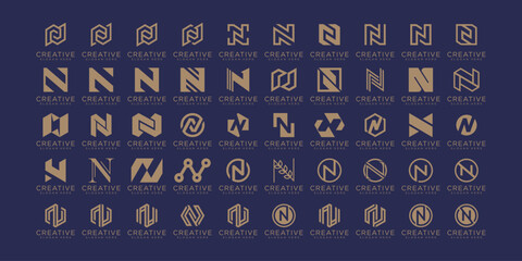 collection of initial letter N logo design template.