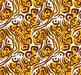 Leopard and zebra pattern design, illustration background. Yellow and white color.